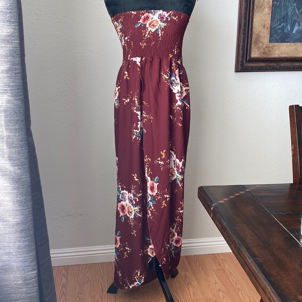 🌷5/$25 Maroon  floral Maxi dress